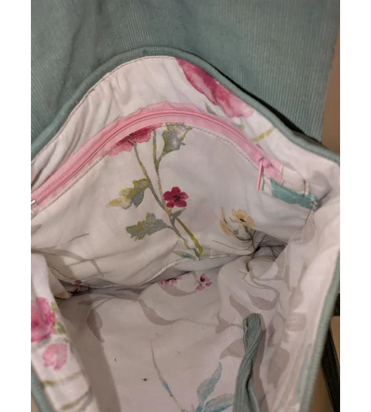 Mint green baby cord messenger bag
