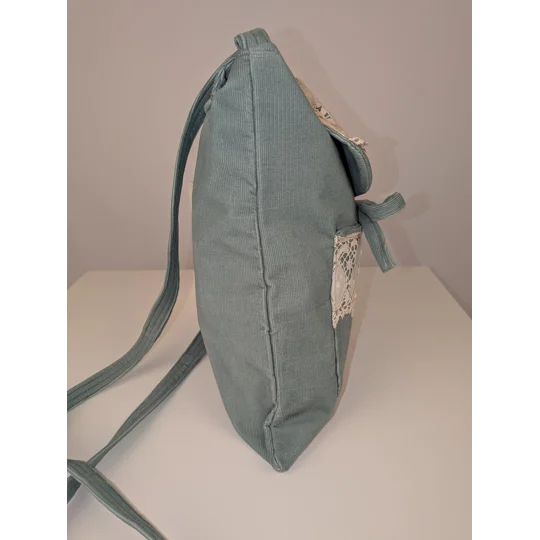 Mint green baby cord messenger bag