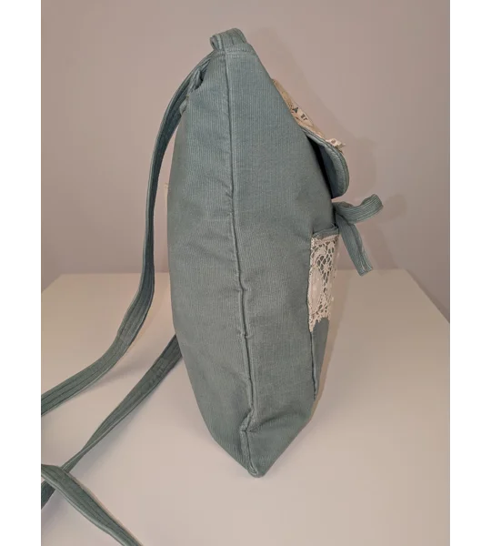 Mint green baby cord messenger bag