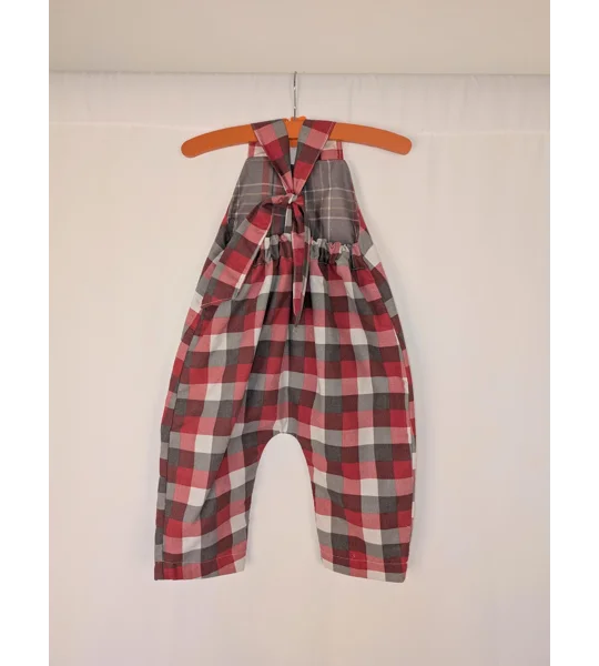 Checkered toddler dungarees,(2-3y) sustainable children's gift.
