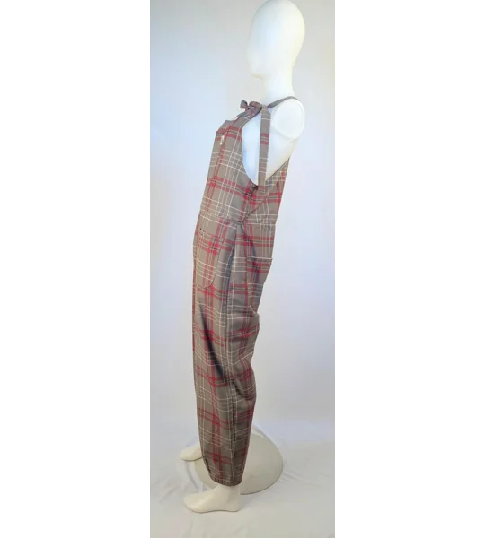 Dungarees size 12-check print- tie top overalls