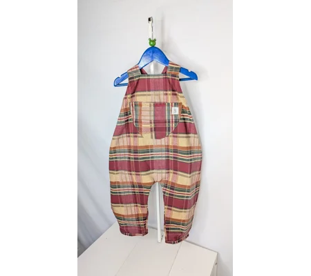 Kids dungarees age 3-4yrs, check plum