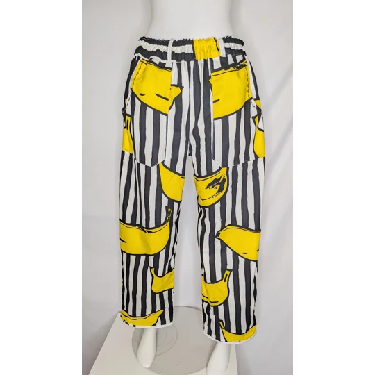 Reworked straight Leg Trousers: Size 14 banana stripe
