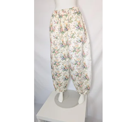 Reworked barrel Leg Trousers: Size 16, antique blooms