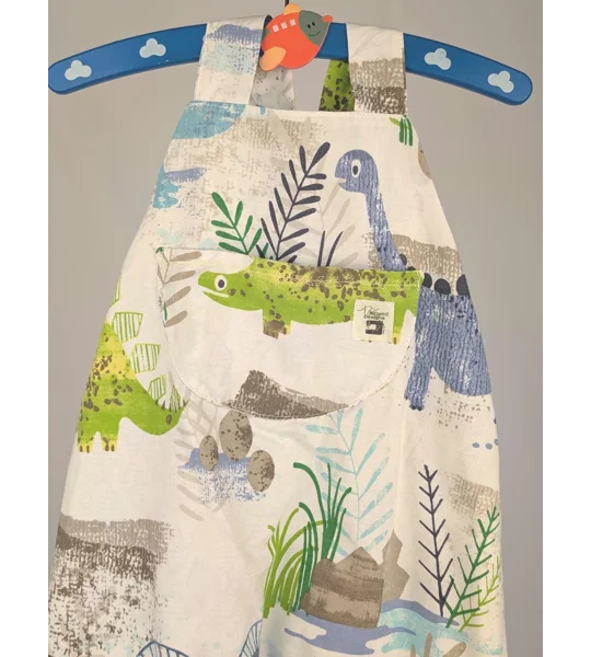 Dinosaur Dungarees, romper,(12-18m) sustainable children's gift.