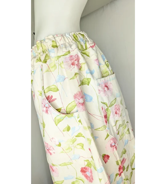 Reworked barrel Leg Trousers: Size 16, water colour days