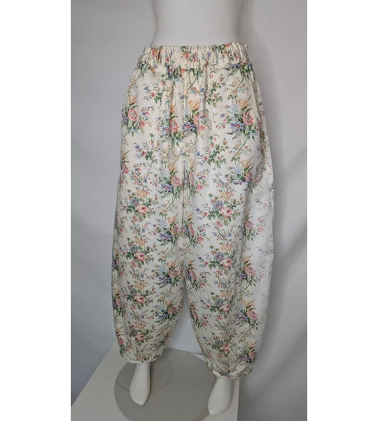 Reworked barrel Leg Trousers: Size 16, antique blooms