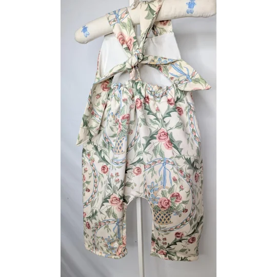 Floral cottage boutique Baby Dungarees, Upcycled Kids Overalls (9-12m)