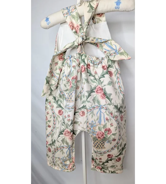 Floral cottage boutique Baby Dungarees, Upcycled Kids Overalls (9-12m)