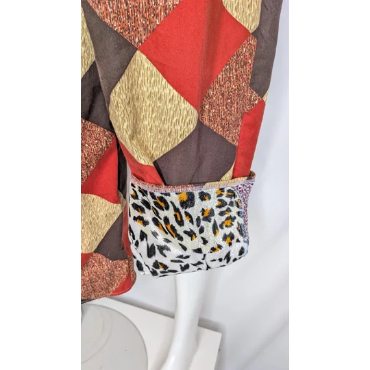 Reworked warm relaxed crop Leg Trousers: Size 14 halequin diamond