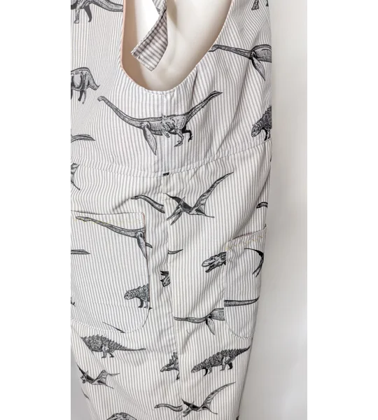 Dungarees: Size 16-18/XL Baggy Fit Overalls, dinosaur stripes
