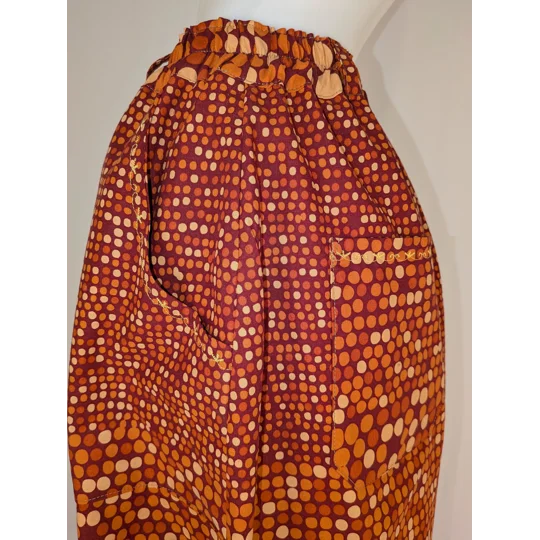 Reworked barrel Leg Trousers: Size 16, warm orange spots