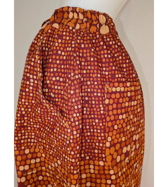 Reworked barrel Leg Trousers: Size 16, warm orange spots