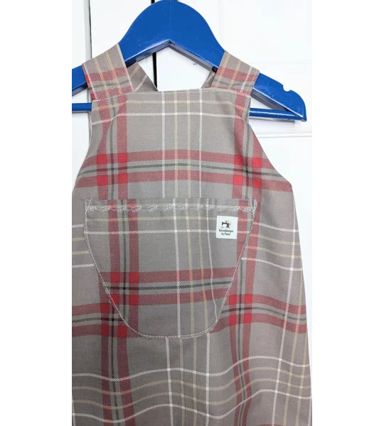 Kids Dungarees, preppy red check, Toddler (3-4 years)