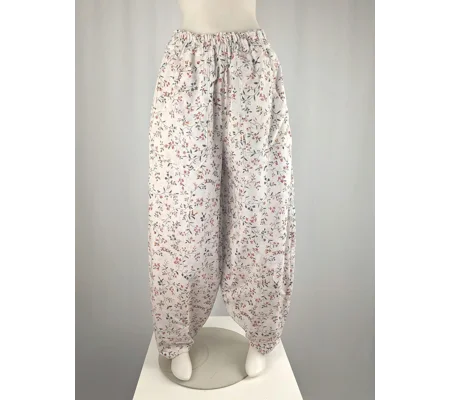 Reworked barrel Leg Trousers: Size 18 floral white