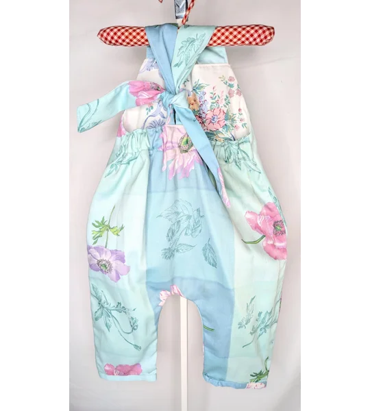 Vintage textiles poppy Print Baby Dungarees (12-18m)