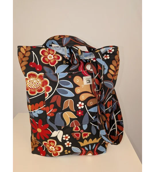 Handmade forest floral Tote Bag: Large Fabric Shopper