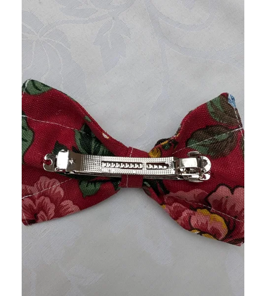 Upcycled Fabric Flower Barrette Hair bow: vintage floral hair decoration