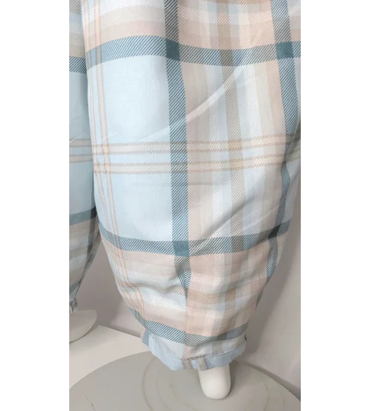 Reworked barrel Leg Trousers: Size 18 summer mist check