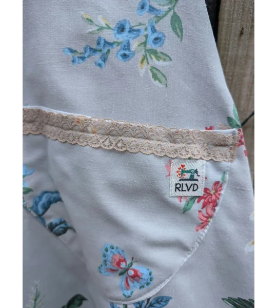 Baby Dungarees age 3-6m grey floral and birds, zero waste
