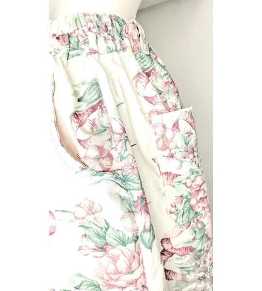 Reworked barrel Leg Trousers: Size 16, antique leafy rose