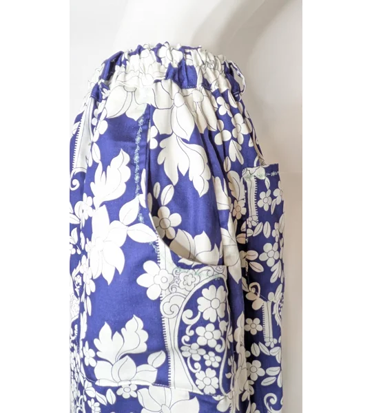 Reworked barrel Leg Trousers: Size 14 navy floral paisley