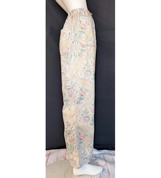 Floral Wide Leg Trousers: Size 16 Pants, reworked upcycled fashion