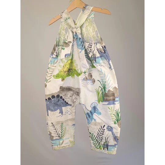 Dinosaur Dungarees, romper,(2-3y) sustainable children's gift.