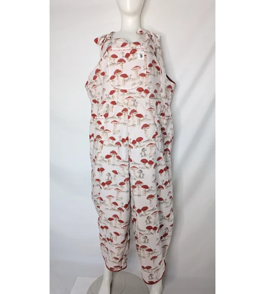 Dungarees: Size 16-18/XL , forest dweller mushroom