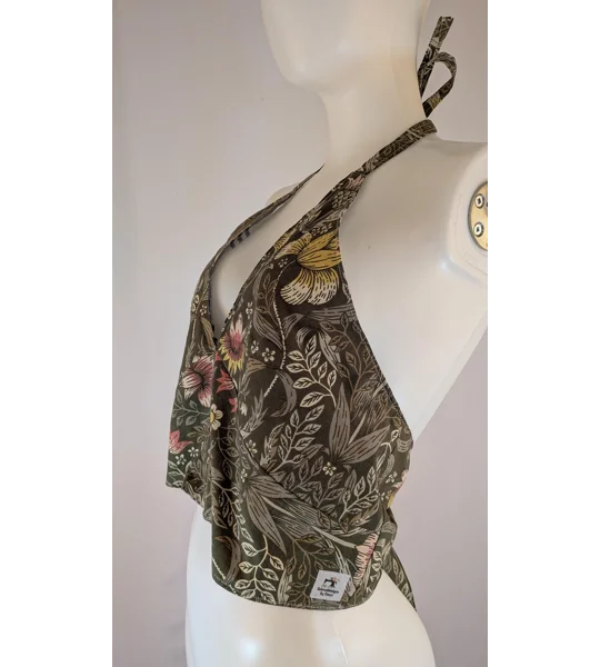 Reversible Cropped Halter Top: check and william Tie Back