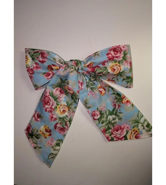 Upcycled Fabric Barrette Hair Giant Feminine bow: vintage floral hair decoration