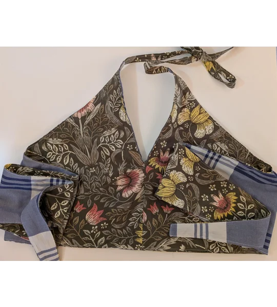 Reversible Cropped Halter Top: check and william Tie Back