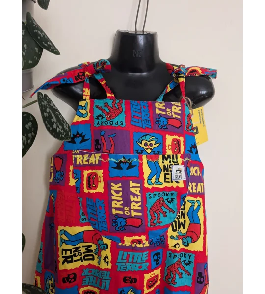 Child Dungarees, romper, age 4-5yrs Halloween monsters suit, bright cartoon dungarees
