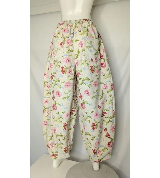 Reworked barrel Leg Trousers: Size 16, water colour days