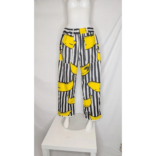 Reworked straight Leg Trousers: Size 14 banana stripe