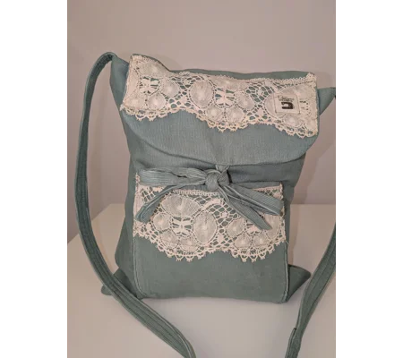 Mint green baby cord messenger bag