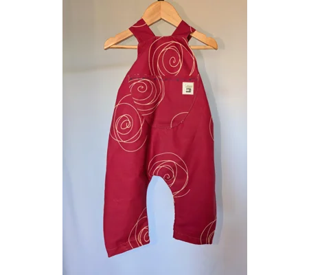 Patterned Pink Baby Dungarees Romper: Upcycled Sustainable Baby Clothing (9-12m)