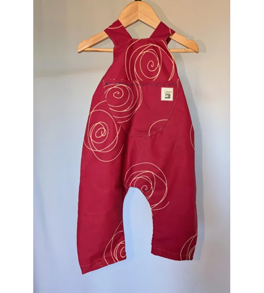 Patterned Pink Baby Dungarees Romper: Upcycled Sustainable Baby Clothing (9-12m)