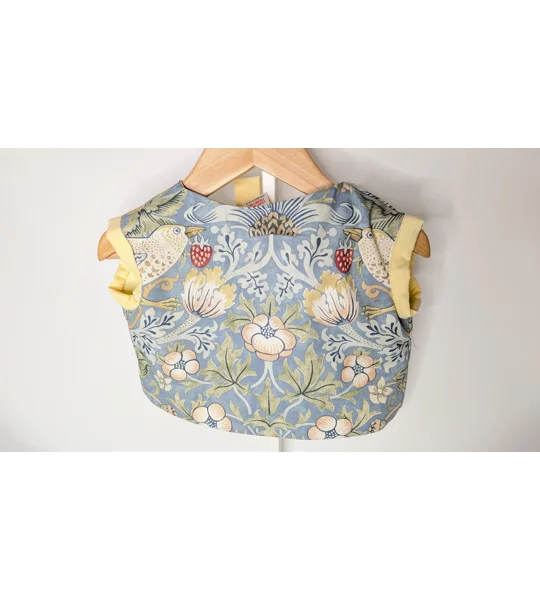 Vintage Style Child Waistcoat, Floral Print, Yellow Lining, Eco-Friendly Fabric