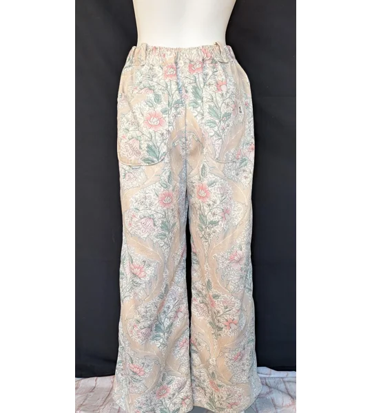Floral Wide Leg Trousers: Size 16 Pants, reworked upcycled fashion