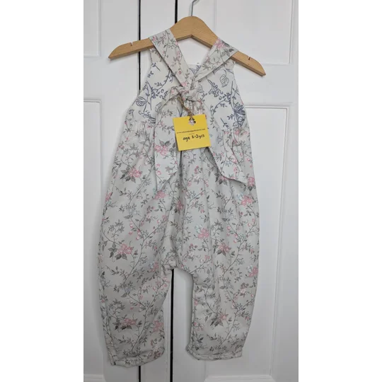 Vintage style kids Dungarees,(2-3y) ditsy cutie vines