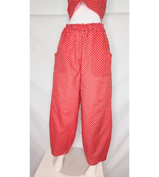 Reworked barrel Leg Trousers: Size 16, hotty spotty