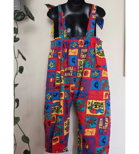 Child Dungarees, romper, age 4-5yrs Halloween monsters suit, bright cartoon dungarees