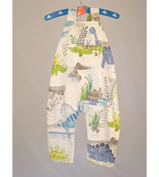 Dinosaur Dungarees, romper,(12-18m) sustainable children's gift.