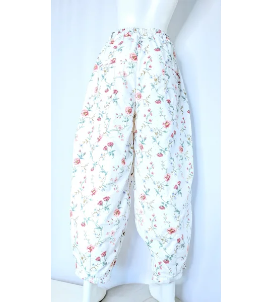 Reworked barrel Leg Trousers: Size 16, floral summer picnic