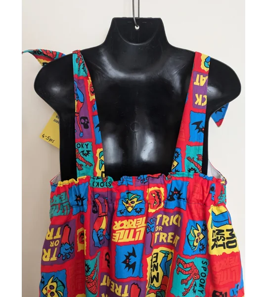 Child Dungarees, romper, age 4-5yrs Halloween monsters suit, bright cartoon dungarees