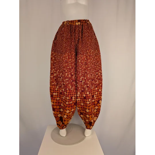 Reworked barrel Leg Trousers: Size 16, warm orange spots