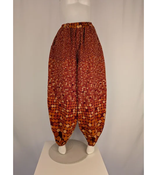 Reworked barrel Leg Trousers: Size 16, warm orange spots