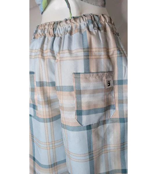 Reworked barrel Leg Trousers: Size 18 summer mist check
