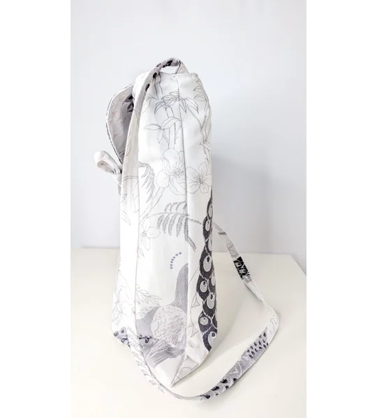 Slouchy parcel bag, peacock eyespots dance